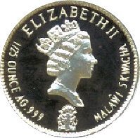 (2006) Монета Малави 2006 год 5 квача &quot;Шагающая Свобода&quot;  1/25 унции Серебро Ag 999  PROOF