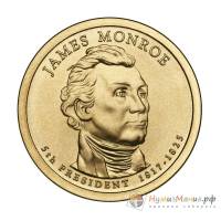05p Монета США 2008 год 1 доллар Джеймс Монро 2008 год Латунь  VF