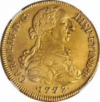 (№1772km82.2) Монета Перу 1772 год 8 Escudos