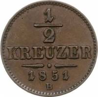 (№1851km2181) Монета Австрия 1851 год frac12; Kreuzer (1/240 Талер - А, Б, В, Г)