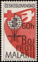 (1962-034) Марка Чехословакия "Красный Крест"    Борьба с малярией III Θ