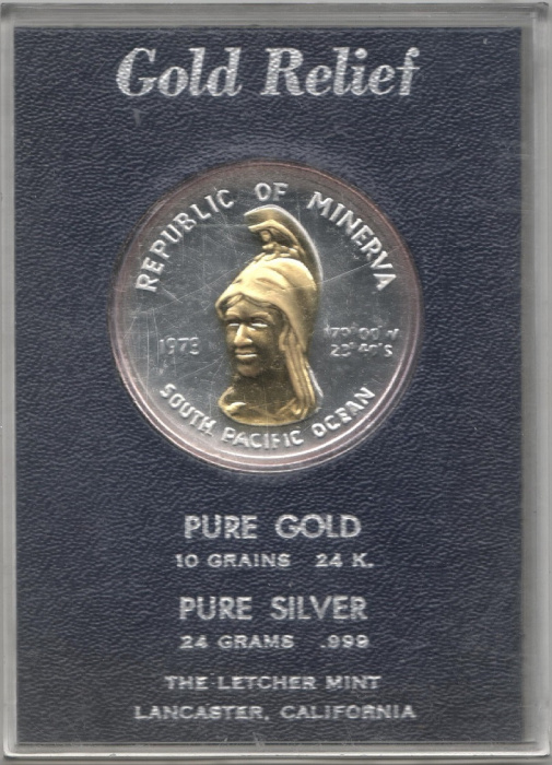 (1973) Монета Республика Минерва 1973 год 35 долларов &quot;Тихий океан&quot;  Серебро Ag 999  PROOF