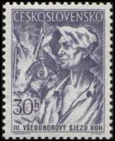 (1955-017) Марка Чехословакия "Сталевар"    3 конгресс чешской профсоюзной ассоциации  I Θ