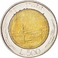 () Монета Италия 1982 год 500  ""   Биметалл  UNC