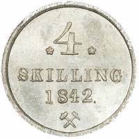 (№1842km311) Монета Норвегия 1842 год 4 Skilling
