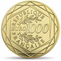 (№2015) Монета Франция 2015 год 1,000 Euro (Трилогия Ростер)