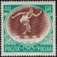 (1956-035) Марка Польша "Бег с препятствиями"   XVI Олимпийские игры в Мельбурне II Θ
