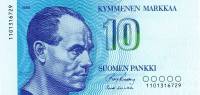 (,) Банкнота Финляндия 1986 год 10 марок "Пааво Нурми" Kullberg - Koivikko  XF