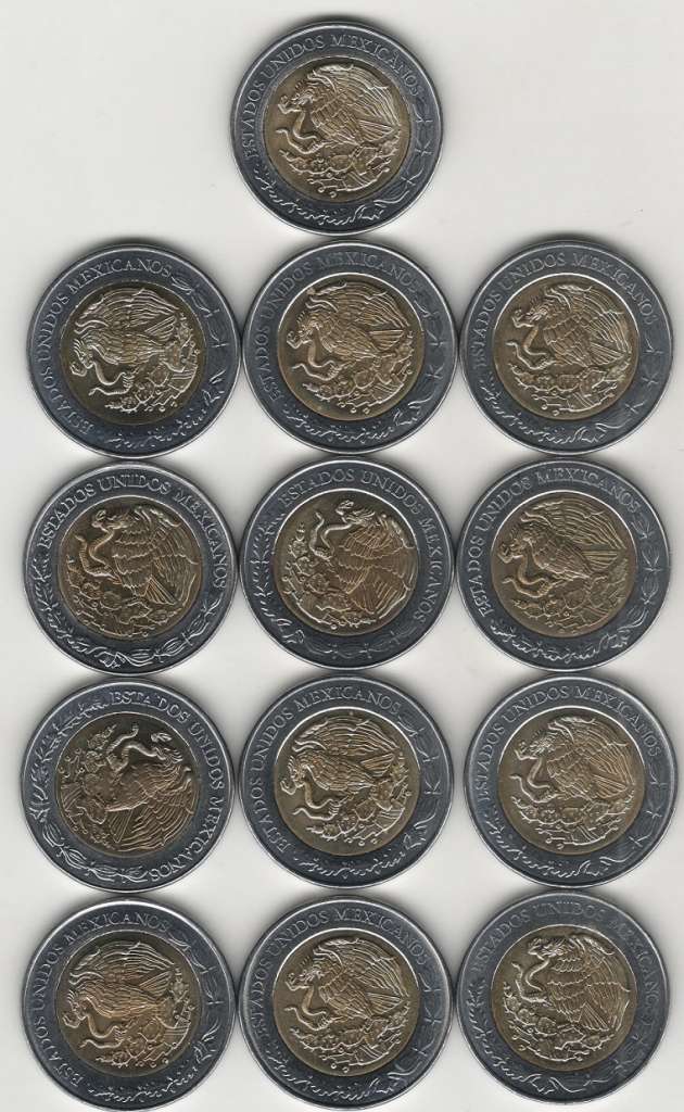 (2010, 13 монет по 5 песо) Набор монет Мексика 2010 год &quot;Герои революции&quot;   UNC