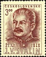 (1949-045) Марка Чехословакия "И.В. Сталин (Фиолетово-коричневая)"    И.В. Сталин. 70 лет со дня рож