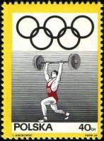 (1969-013) Марка Польша "Поднятие тяжестей"   50 лет национальному Олимпийскому комитету III Θ