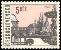 (1965-081) Марка Чехословакия "Прага" Бумага простая    Чехословацкие города (Стандартный выпуск) II