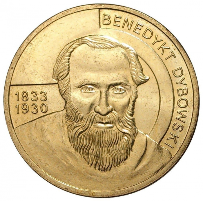 (200) Монета Польша 2010 год 2 злотых &quot;Бенедикт Дыбовский&quot;  Латунь  UNC