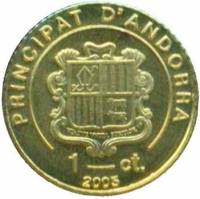 (№2005km236) Монета Андорра 2005 год 1 Cegrave;ntim (Папа Иоанн-Павел II)
