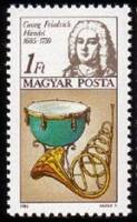 (1985-041) Марка Венгрия "Георг Фридрих Гендель"    Международный год музыки. Композитры II Θ