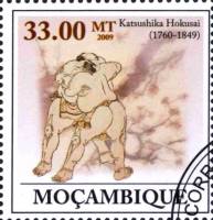 (№2009-3408) Марка Мозамбик 2009 год "160-летию со дня смерти Кацусика Хокусай 17061749", Гашеная