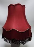 Абажур большой тканевый с бахромой для торшера бордовый красный