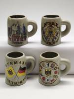 Сувенирные мини пивные кружки 4 штуки Германия керамика высота 6 см