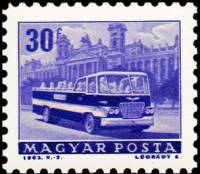 (1963-029) Марка Венгрия "Экскурсионный автобус"    Общественный транспорт (Стандартный выпуск) II Θ