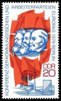(1976-042) Марка Германия (ГДР) "Ленин, Маркс и Энгельс"    Конференция компартии III Θ