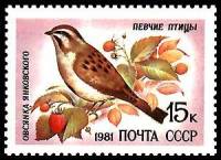 (1981-078) Марка СССР "Овсянка Янковского"   Певчие птицы III O