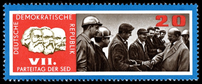 (1967-015) Марка Германия (ГДР) &quot;Встреча с трудящимися&quot;    Съезд СЕПГ II O