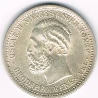 () Монета Норвегия 1877 год 500  ""   Биметалл (Серебро - Ниобиум)  UNC