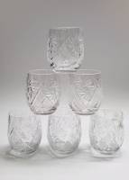 Стаканы бокалы бочонки 6 штук хрустальные снежинки СССР винтаж высота 9 см