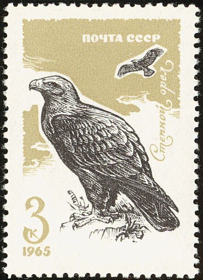 1965-139 Марка СССР Орёл-бородач   Хищные птицы II O