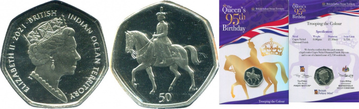 (2021) Монета Британская терр в Инд океане 2021 год 50 пенсов &quot;Вынос знамени&quot;  Медь-Никель  Буклет
