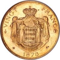 (№1878km98) Монета Монако 1878 год 20 Francs