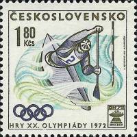 (1972-020) Марка Чехословакия "Гребля на каноэ"    Летние Олимпийские игры 1972, Мюнхен III Θ