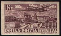 (1952-010a) Марка Польша "Самолет II-12 над Варшавой" Без перфорации   Авиация (Стандартный выпуск) 