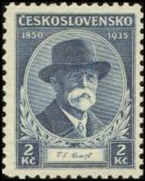 (1935-003) Марка Чехословакия "Т. Массарик (Синяя)"    85 лет со дня рождения Т. Масарика II Θ