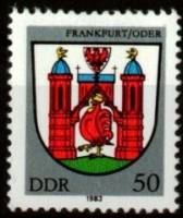 (1983-064) Марка Германия (ГДР) "Франкфурт"    Герб города II Θ