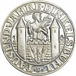 (1928d) Монета Германия (Веймар) 1928 год 3 марки   1000 лет основания Динкельсбюля Серебро Ag 500  
