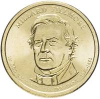 13p Монета США 2010 год 1 доллар Миллард Филлмор 2010 год Латунь  UNC