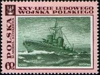 (1968-061) Марка Польша "Эсминец"   25 лет Народной Армии II Θ