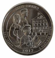 039p Монета США 2017 год 25 центов Остров Эллис  Медь-Никель  UNC