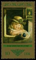 (1973-080) Марка Германия (ГДР) "Ребенок с куклой"    Живопись III Θ