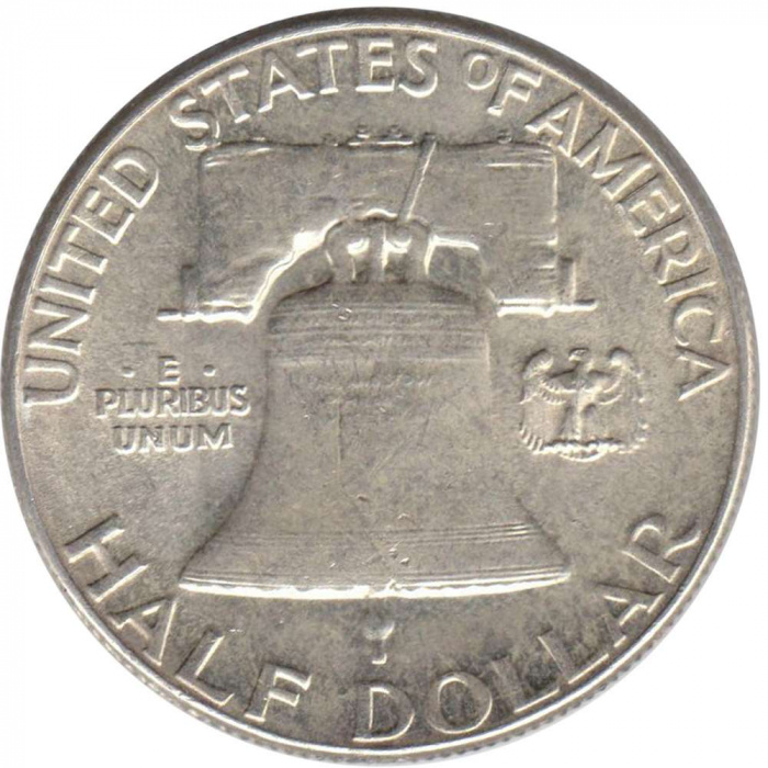 (1958) Монета США 1958 год 50 центов   Бенджамин Франклин Серебро Ag 900  XF