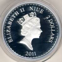 () Монета Остров Ниуэ 2011 год 2  ""   Биметалл (Серебро - Ниобиум)  AU