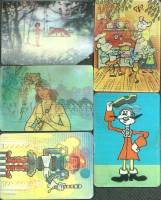 Набор стерео-календарей "Мультфильмы", БПСК, 5 шт., СССР, 1977-1980 гг. (сост. на фото)