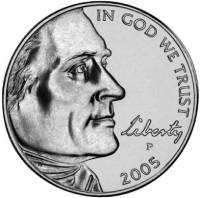 2005p Монета США 2005 год 5 центов Бизон Экспедиция Льюиса и Кларка 200 лет Никель  UNC