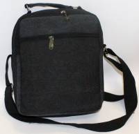 Сумка "Luandi" мужская с ручкой и ремнем, Ткань, Серая, 5 отсеков на молниях