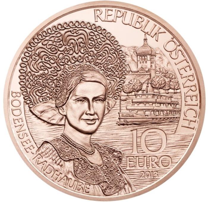 (024, Cu) Монета Австрия 2013 год 10 евро &quot;Форарльберг&quot;  Медь  UNC