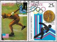 (№1980-501) Лист марок Белиз 1980 год "Скоростной бег на коньках мужчины США", Гашеный