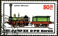 (1983-072) Марка Северная Корея "Локомотив Австрия, 1837"   Локомотивы II Θ