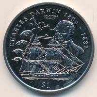 (1999) Монета Сьерра-Леоне 1999 год 1 доллар "Чарльз Дарвин"  Медь-Никель  PROOF