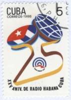 (1986-038) Марка Куба "Эмблема"    25 лет Радио Гавана Куба III Θ